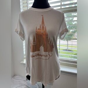 Disney White Tee with Gold Castle Design